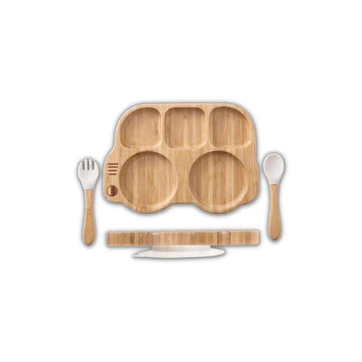 Bus Shaped Eco-friendly children's suction diner plate set - 100% bamboo - Dinks