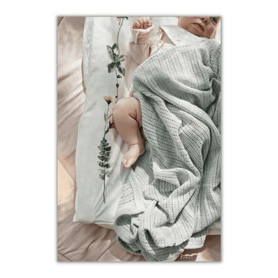 Elodie Knitted Cellular Blanket - Mineral Green - Dinks