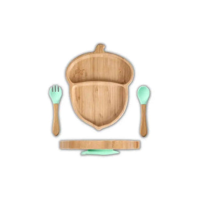 Acorn Shaped Eco-friendly children's suction diner plate set - 100% bamboo - Dinks
