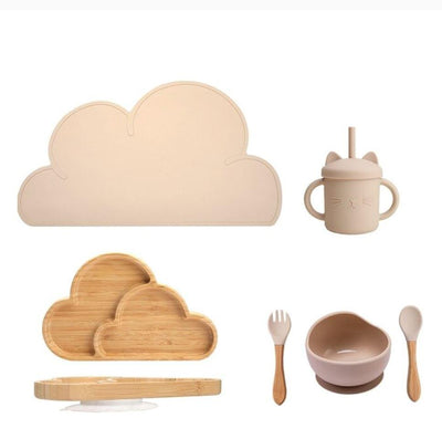 Cute Cloud and kitty Dinner Set Children's tableware Dinks Beige 